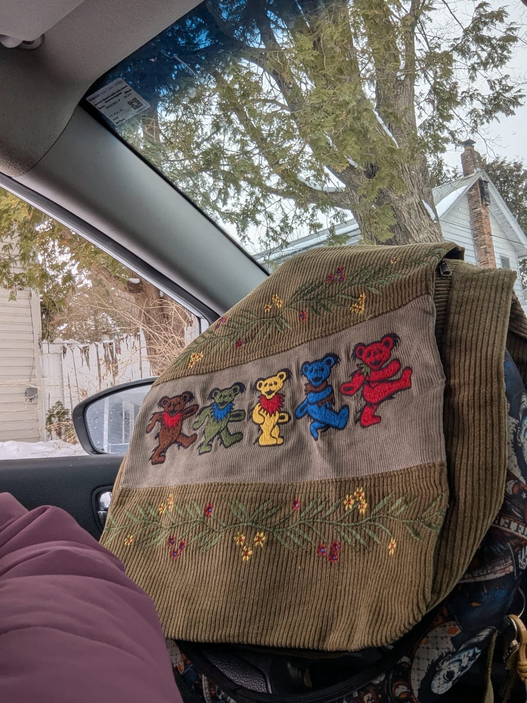 Customer photo review of Grateful Dead Dancing Bear Corduroy Messenger Bag