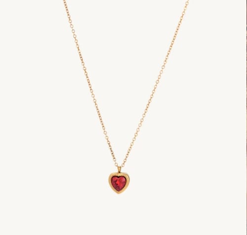 Customer photo review of Red Emerald Heart Pendant Necklace