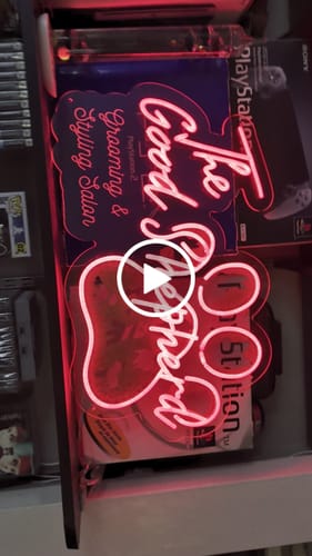 Customer video review of The Good Shepherd Grooming - Premium Neon Artwork