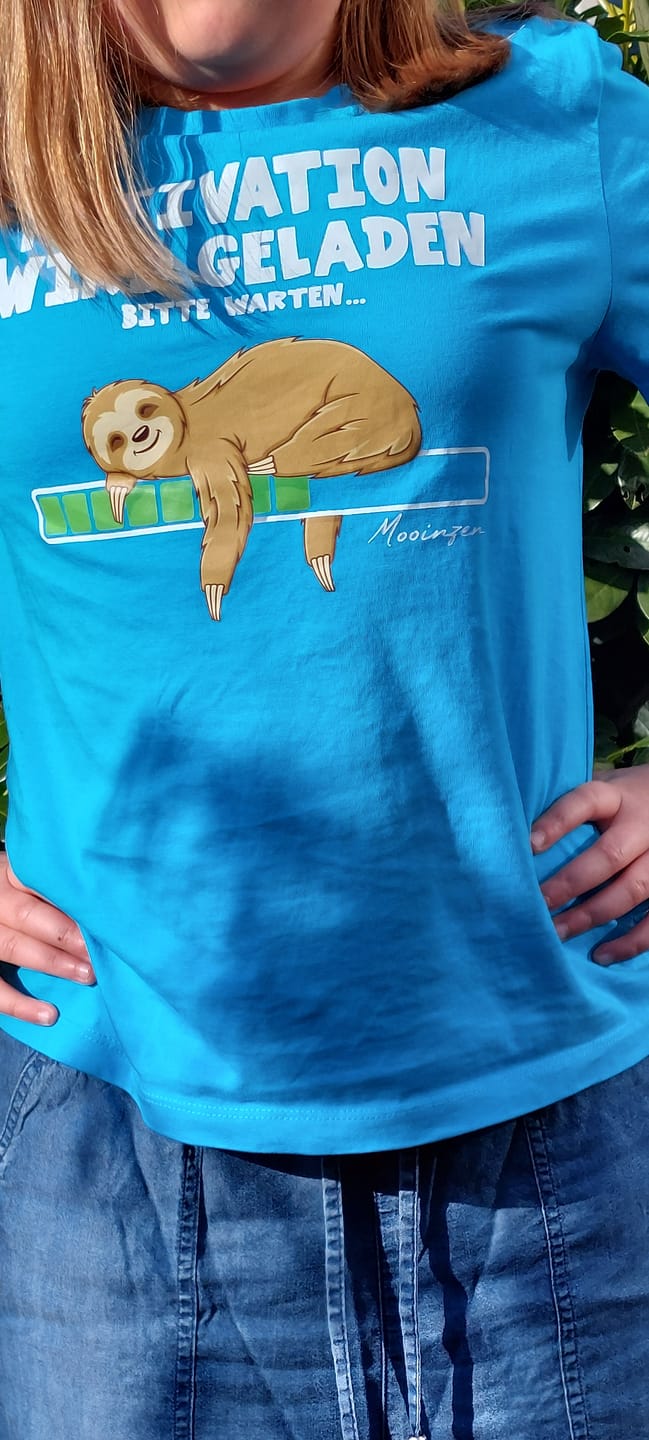 Customer photo review of Faultier Motivation   · Damen Premium Bio T-Shirt 2.0