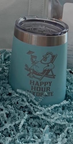 Customer photo review of (6 Pieces) Laser Engraved Stemless Wine Tumbler | 16 oz