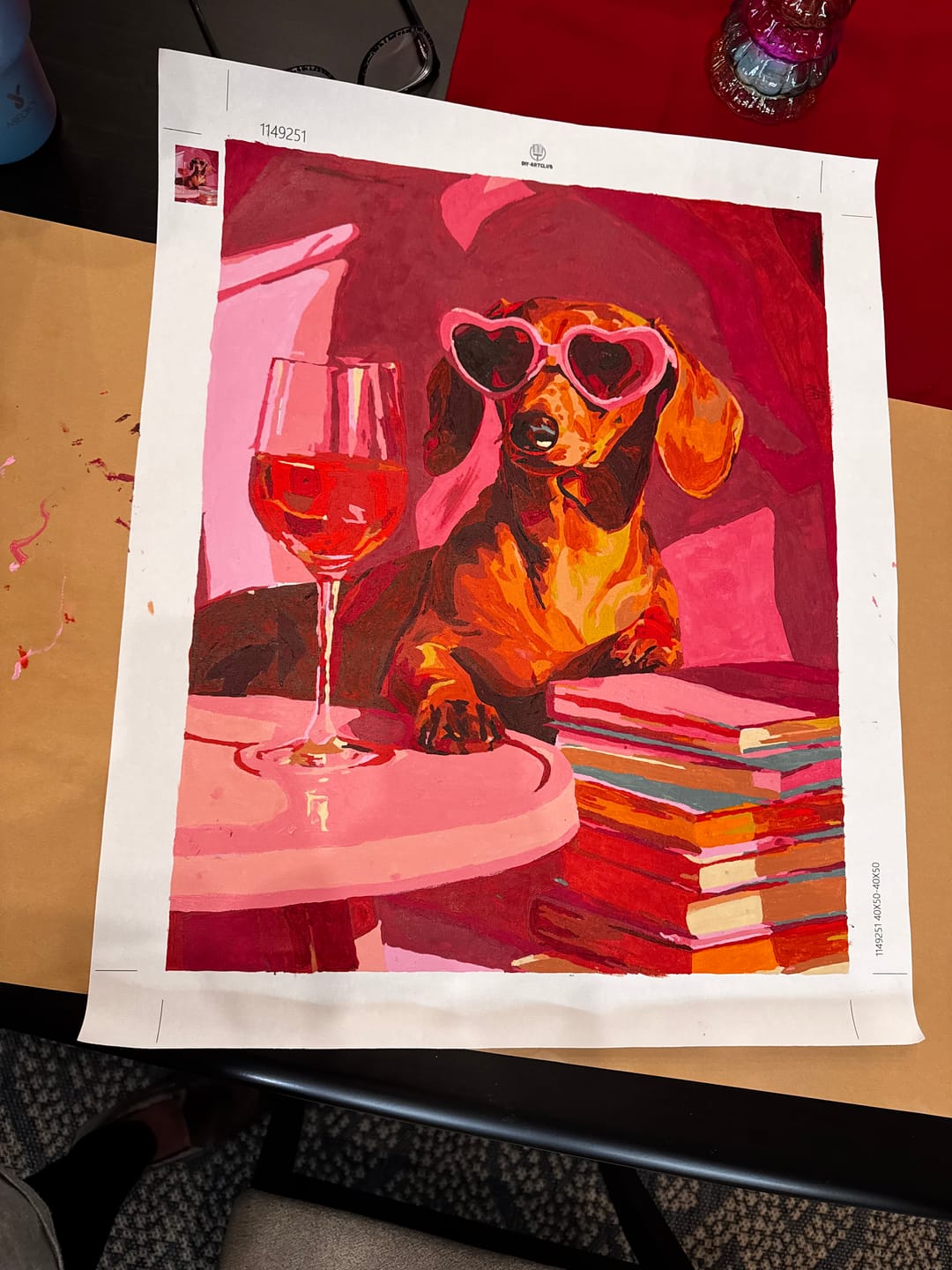 Customer photo review of Dachshund in pink | Paint by Number