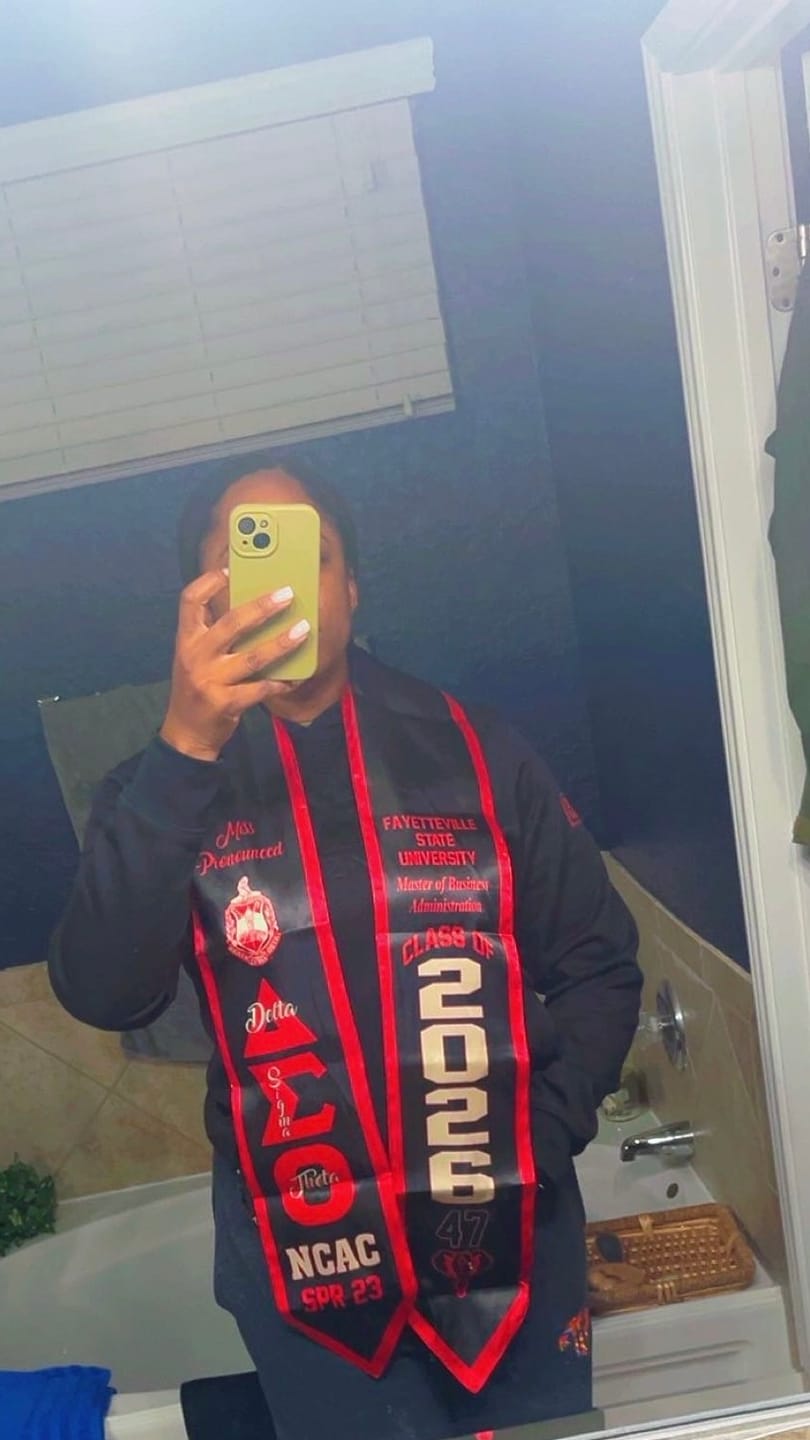 Customer photo review of Personalized Delta Sigma Theta Stole White