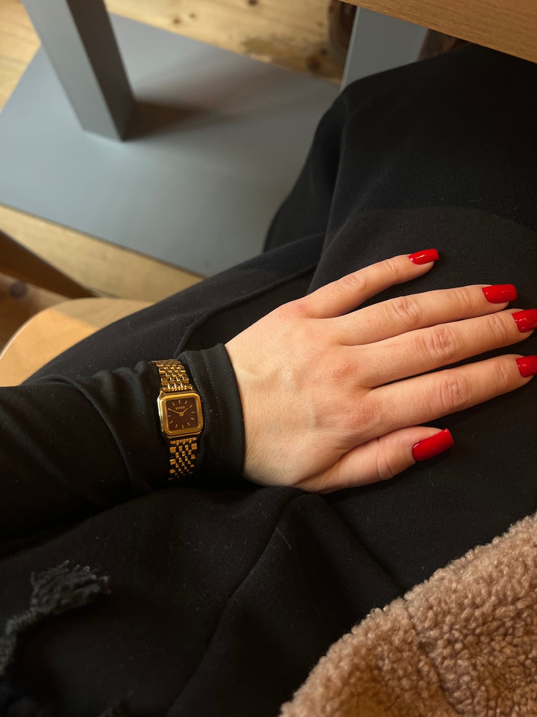 Customer photo review of Macy Petite Gold Burgundy