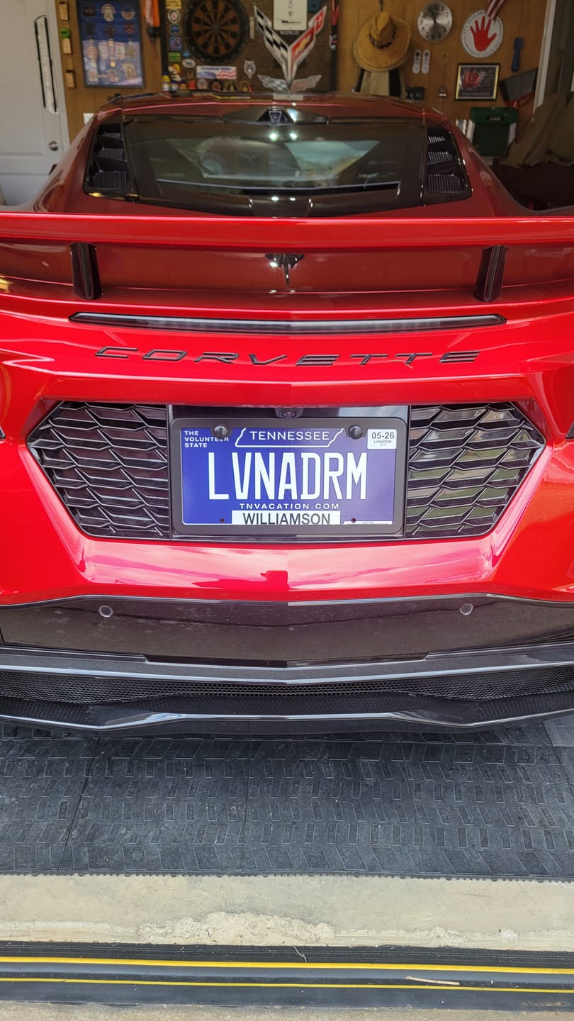 Customer photo review of Chevrolet Corvette C8 License Plate Backing