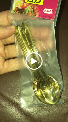 Customer video review of AYD 6 Piece Open Golden Sugar Spoon - Plain