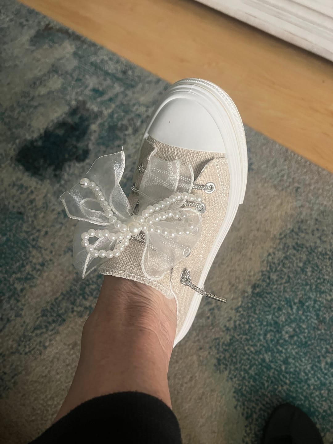 Customer photo review of Very G Natural Aman Pearls Sneakers In Natural