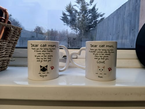 Customer photo review of Dear cat parent - Personalised Mug
