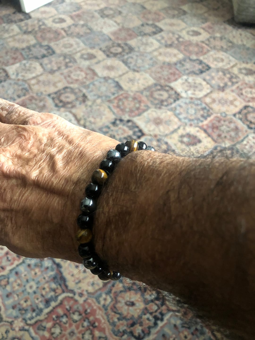 Customer photo review of Triple protection - beaded bracelet; black obsidian, tiger's eye and hematite