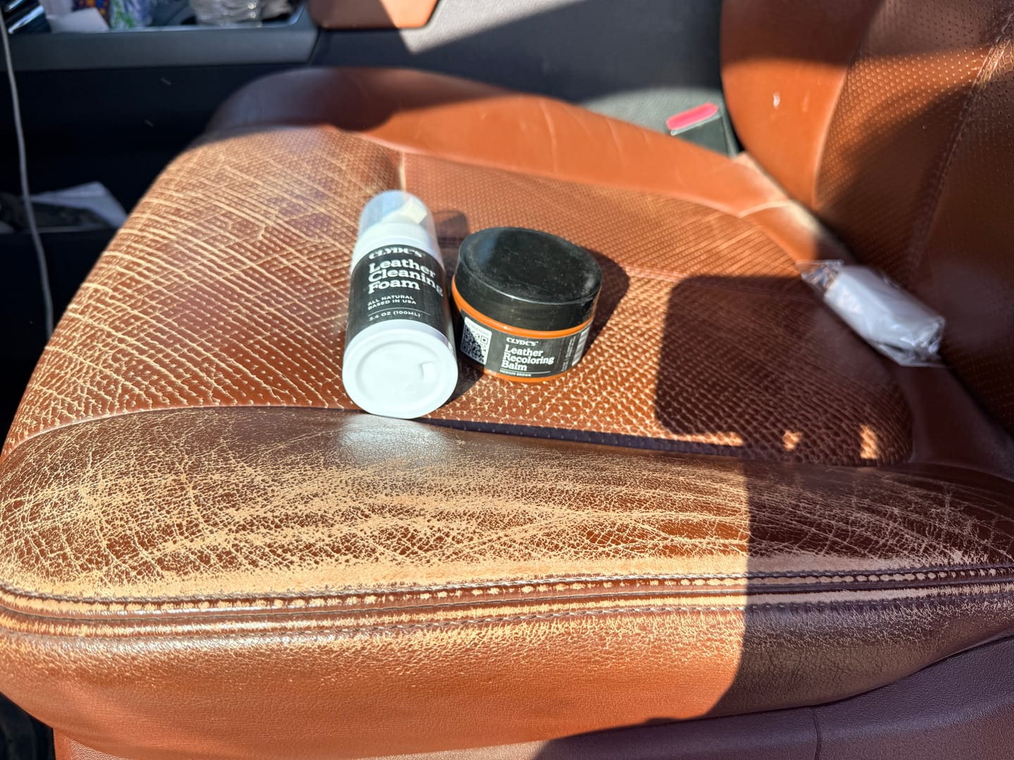 Customer photo review of Clyde’s Leather Recoloring Balm
