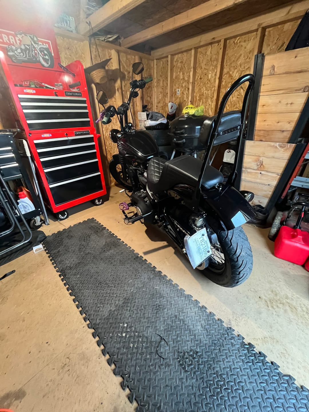 Customer photo review of 32L - Darkin Large Quick Mount Painted Hard Saddlebags for Harley Softail Street Bob FXBB/S