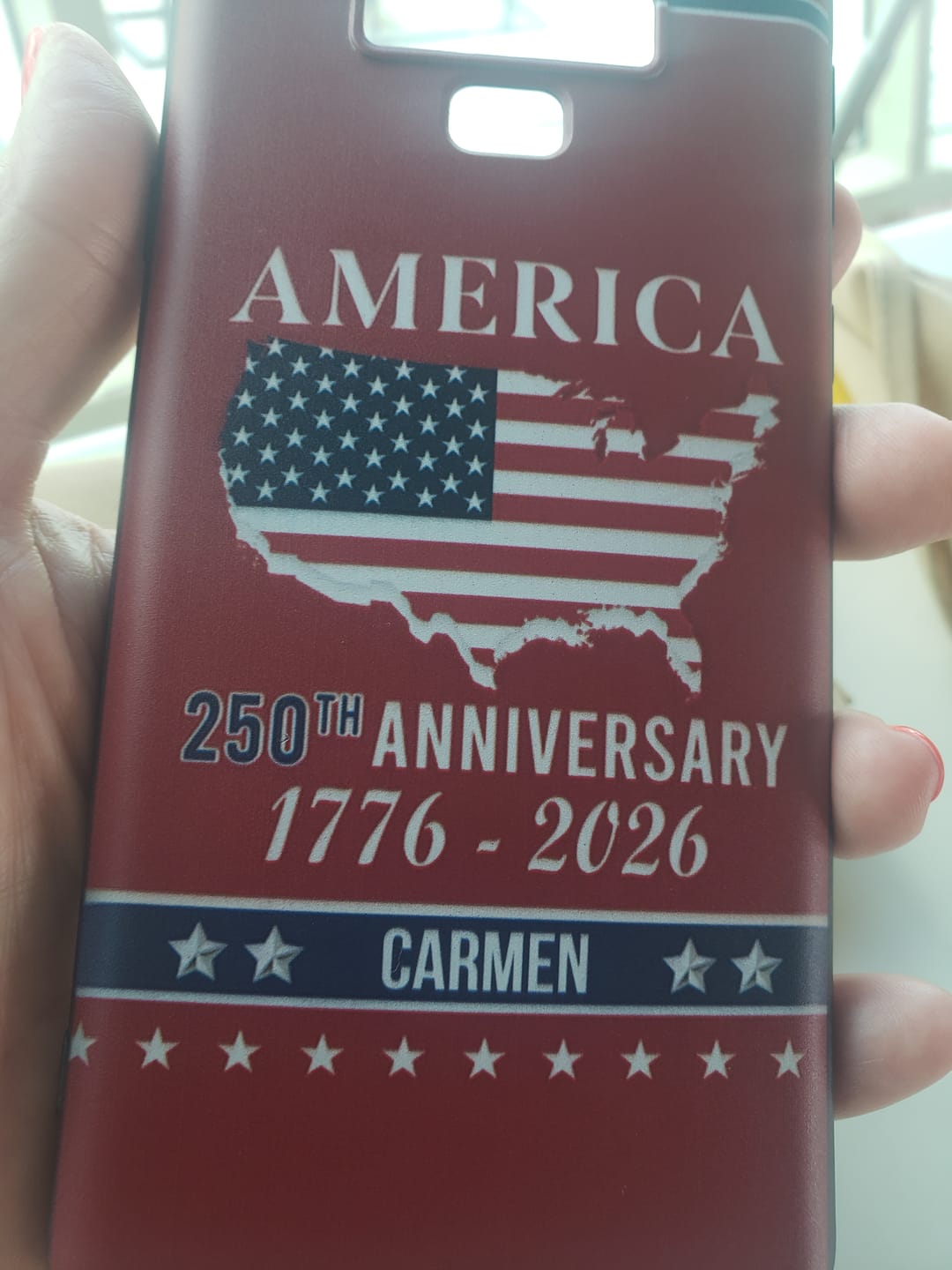 Customer photo review of Personalized Family Name America 250th Anniversary Phone Case