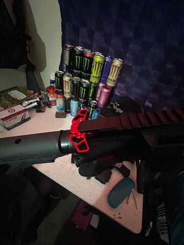 Customer photo review of AR 15 Red Ambi Charging Handle AR15 Butterfly Raptor