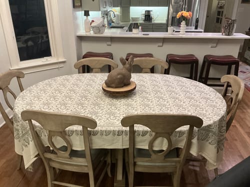 Customer photo review of Slate Block Print Tablecloth
