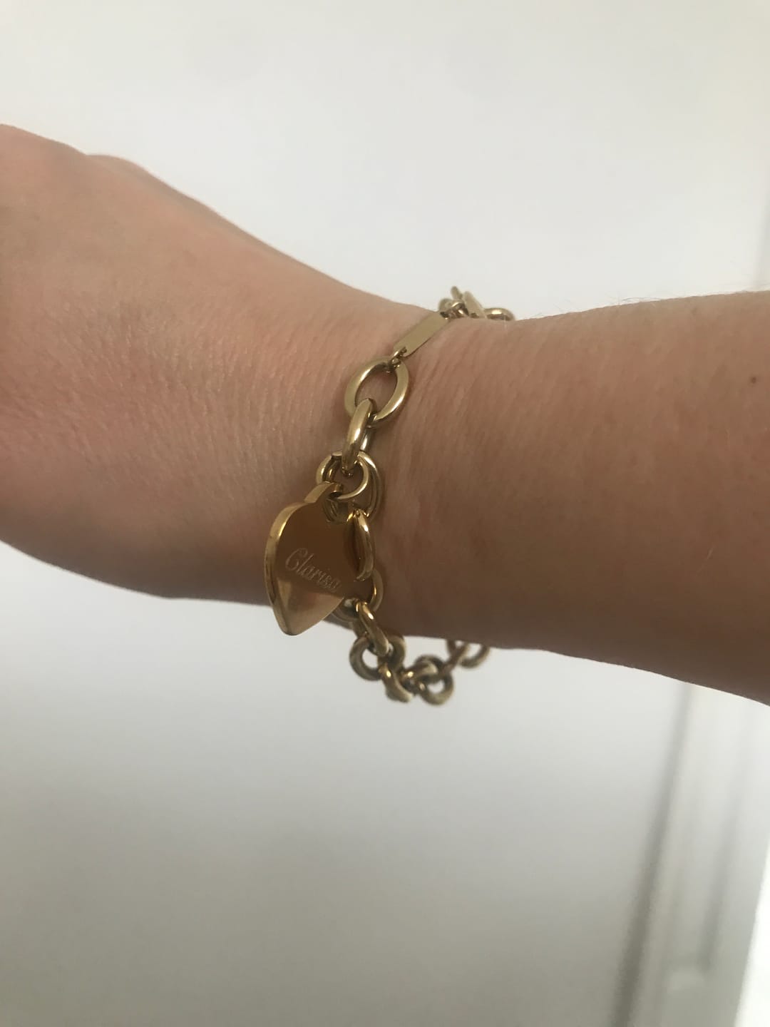 Customer photo review of Classic Chunky Engravable Heart Bracelet