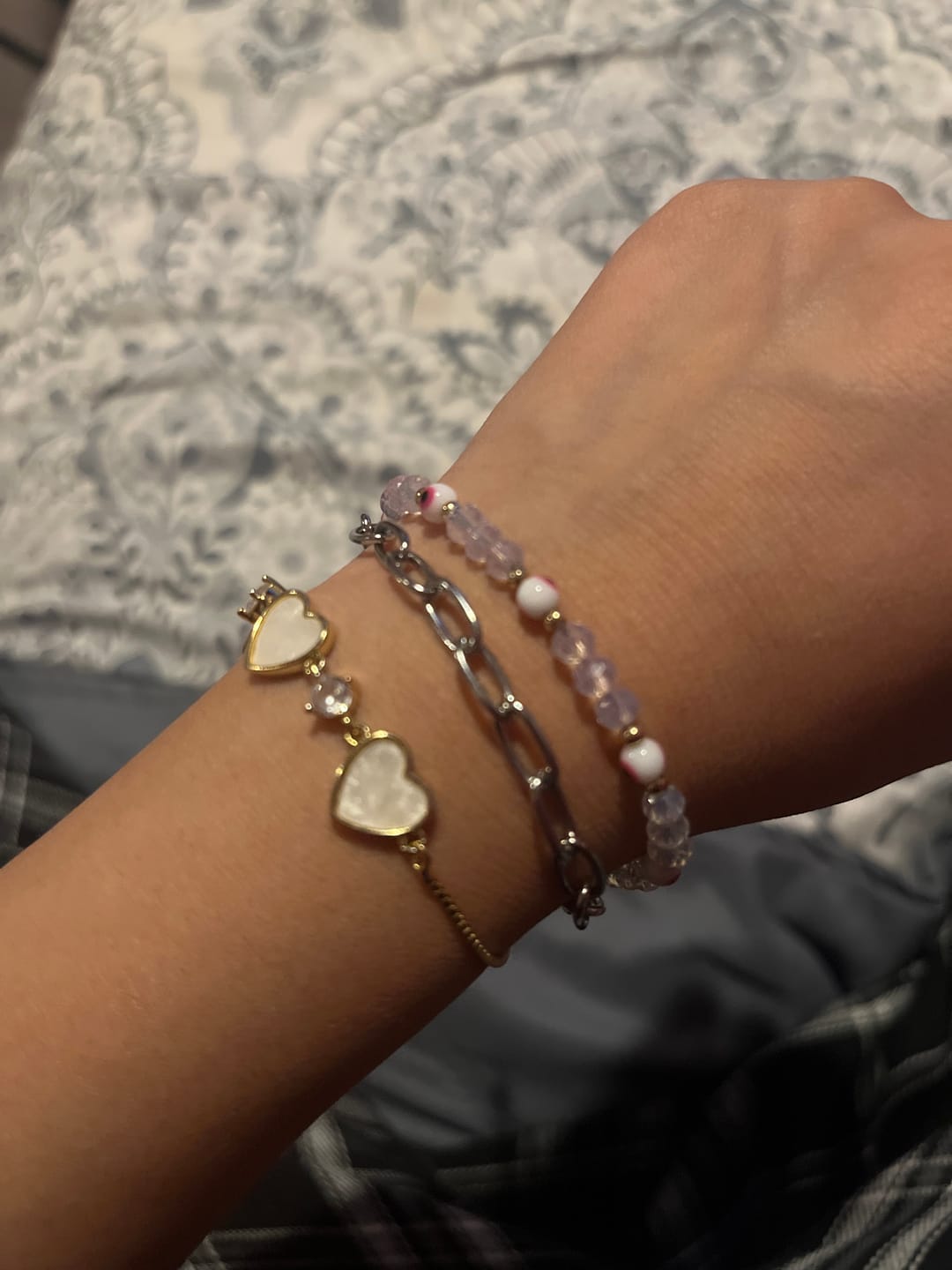 Customer photo review of Paperclip Figaro Bracelet Set