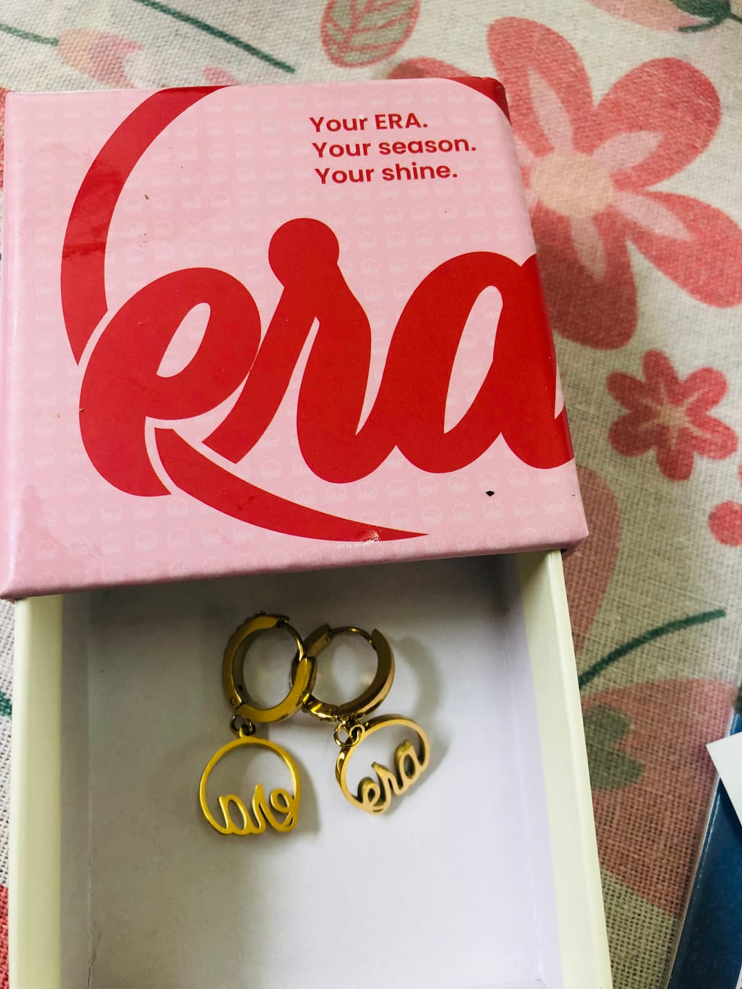 Customer photo review of Gold Precious Logo Earrings