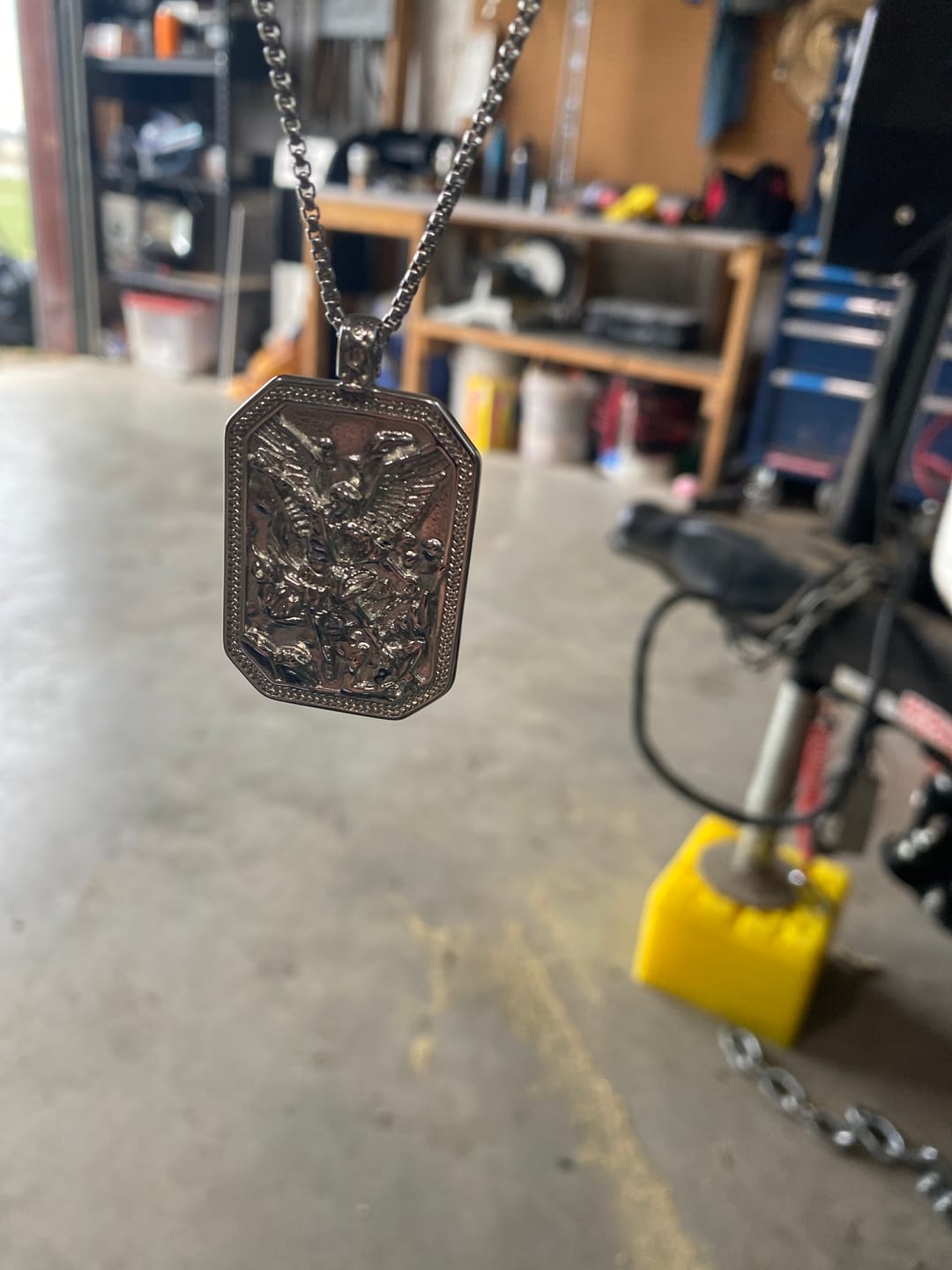 Customer photo review of FREE Today: Classic Style St. Michael the Archangel Protection Stainless Steel Pendant Necklace