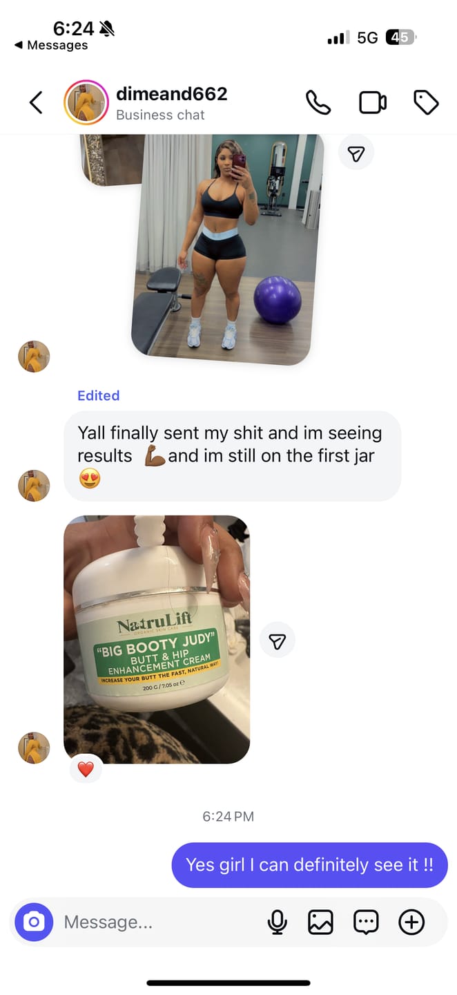 Customer photo review of "Big Booty Judy" Butt & Hip Enhancement Cream