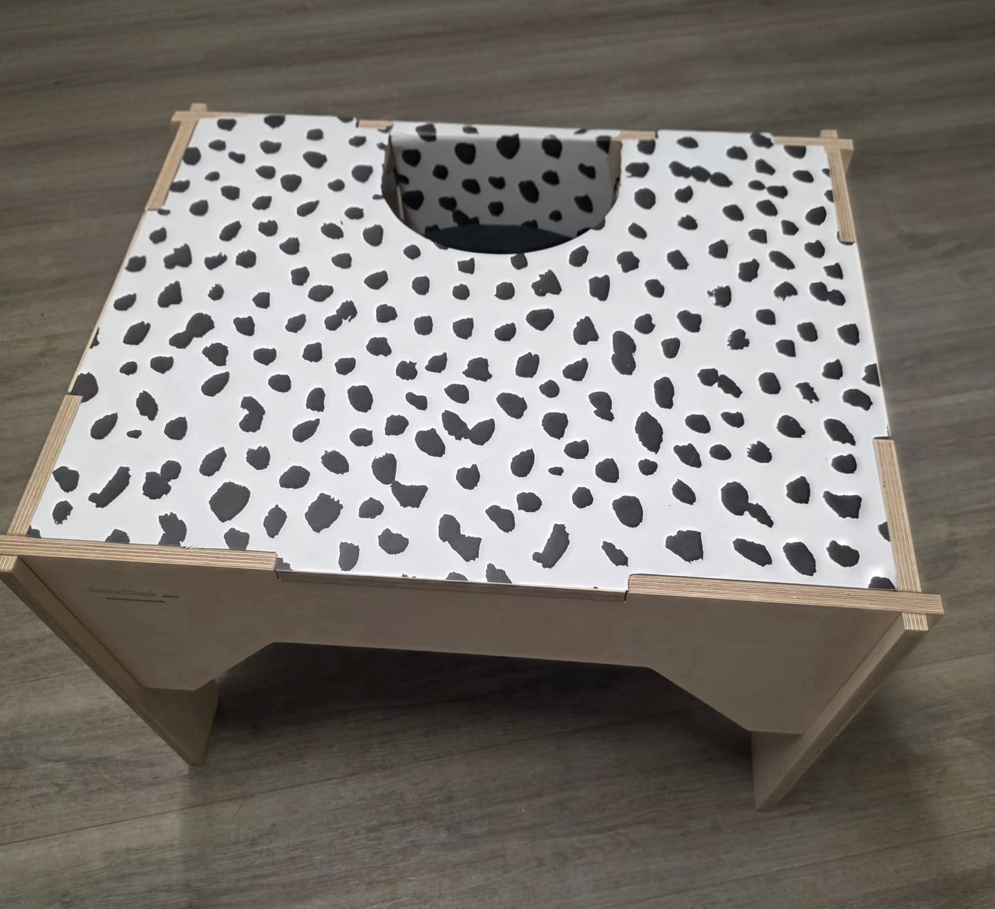 Customer photo review of Mini Dalmatian - Black & White Dalmatian Print Vinyl Furniture Wrap