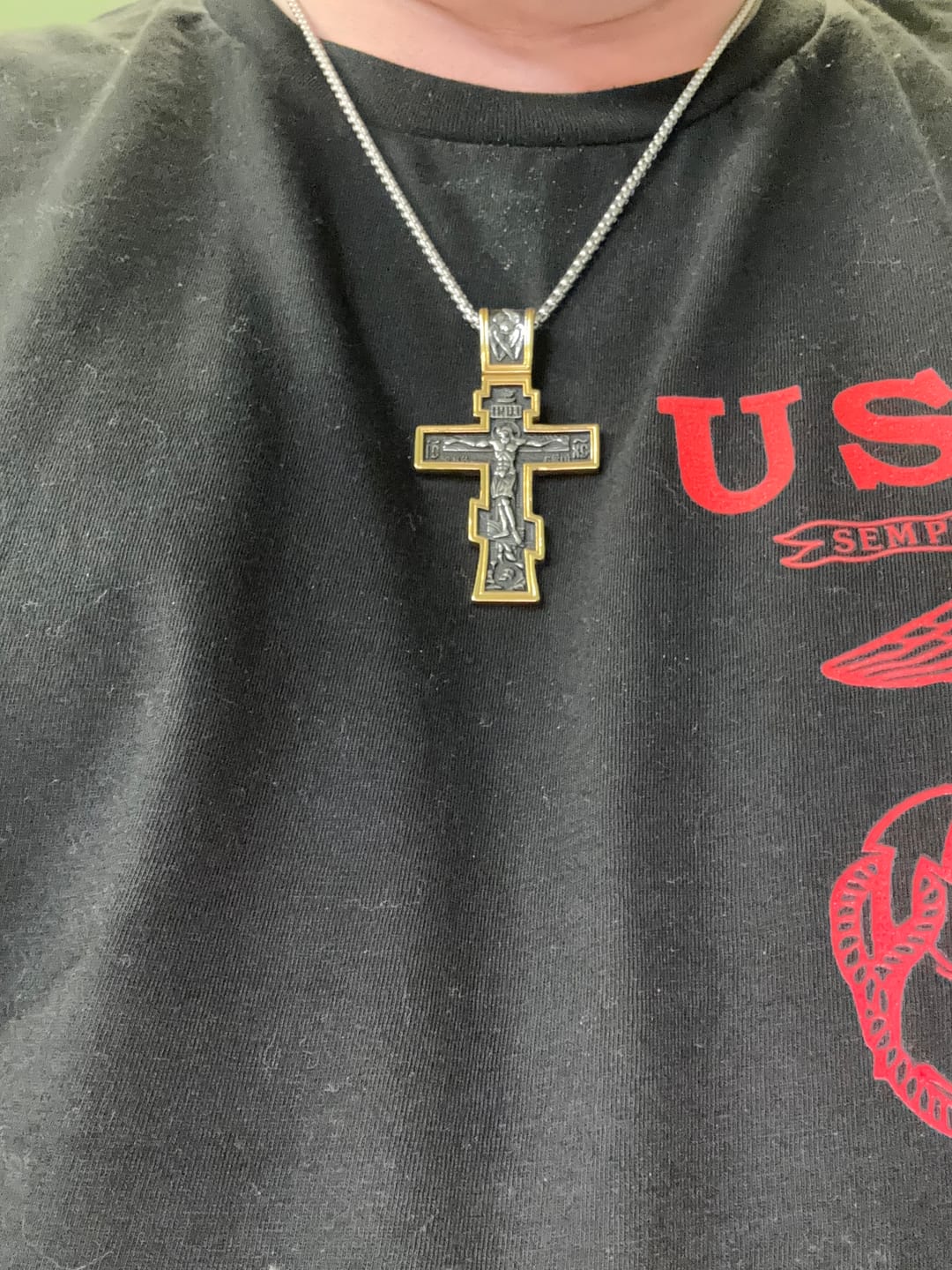 Customer photo review of DARK JESUS CROSS. - GOLD