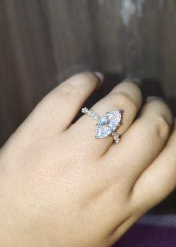 Customer photo review of 4Ct Shelby Marquise Solitaire Silver Ring For Women