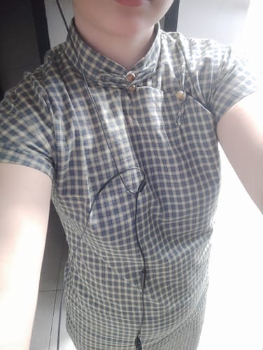 Customer photo review of Maomao Chong 毛毛虫 Caterpillar Republic of China Plaid Jacquard Short Sleeve Qipao