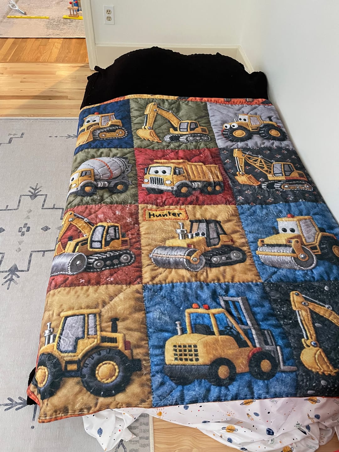 Customer photo review of Construction Machines - Personalized Kid Blanket