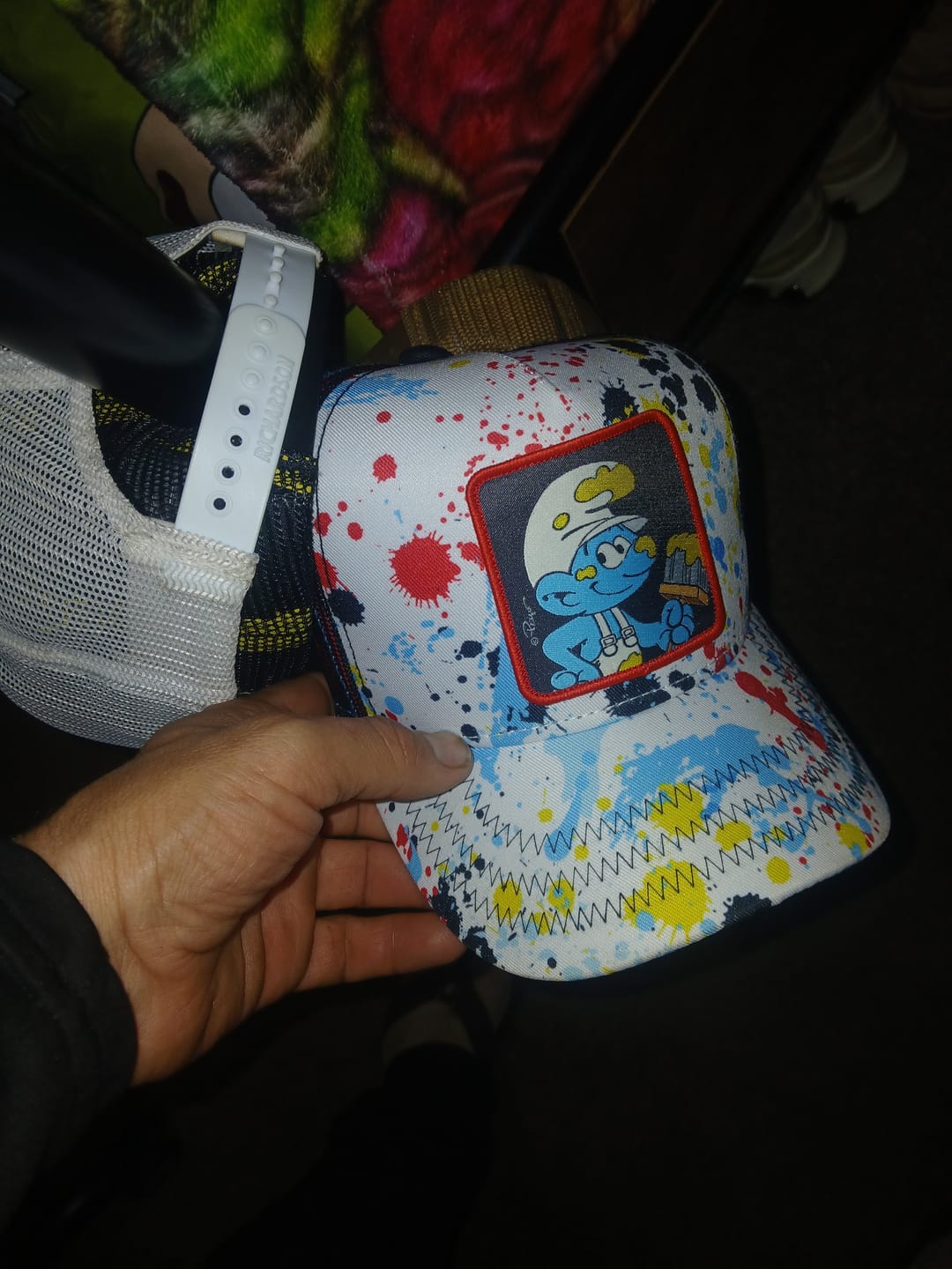 Customer photo review of OVERLORD X Smurfs: Painter Smurf Trucker Cap