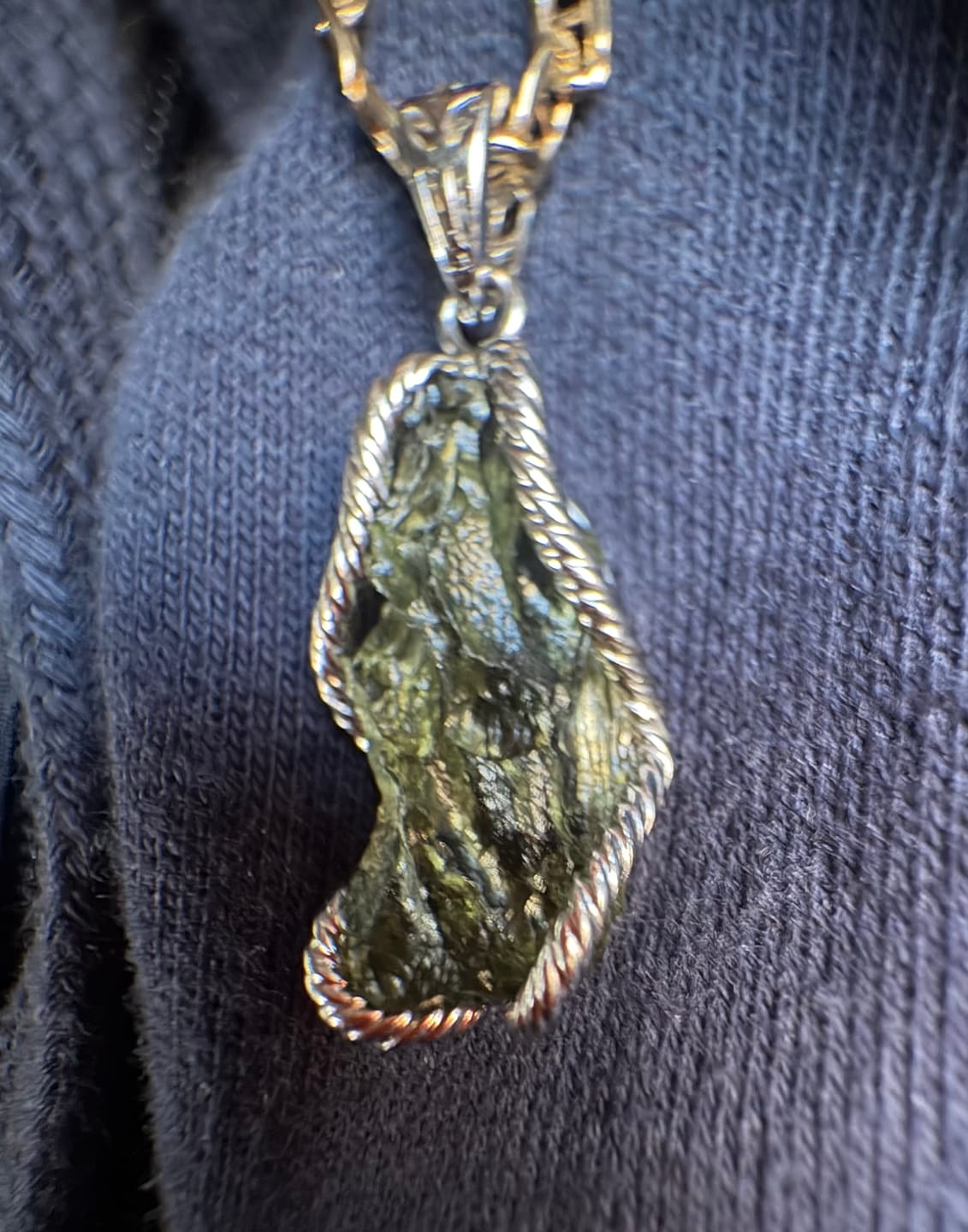 Customer photo review of Real Raw Moldavite Crystal Necklace
