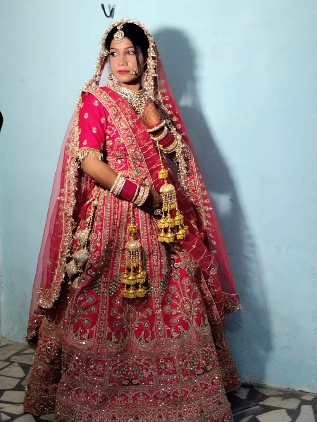 Customer photo review of Party-wear Mono Satin Silk Coding Sequence Cutwork Lehenga Choli