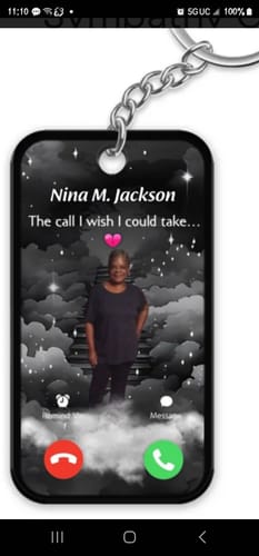 Customer photo review of The Call I Wish I Could Take Memorial Sympathy Gift Remembrance Keepsake Photo Personalized Acrylic Keychain