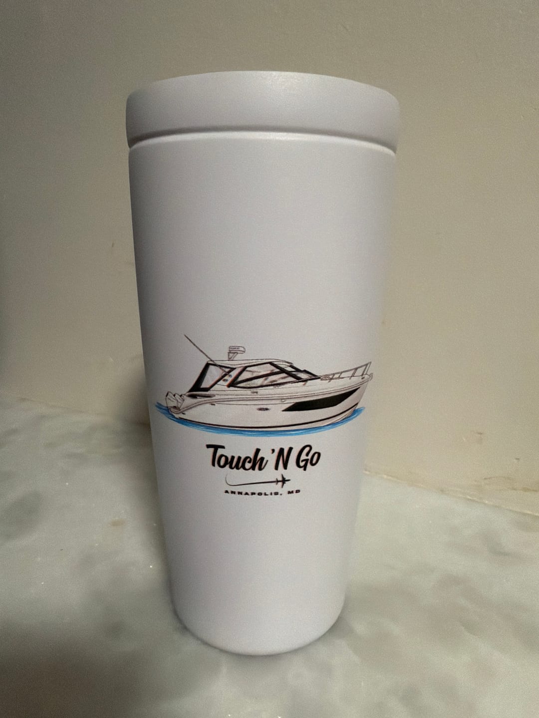 Customer photo review of Custom 20 oz. Stainless Steel Boat Tumbler