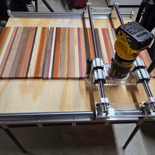 Customer photo review of 36x32" Trim Router Sled Kit - Box 1 - Rails, Bars, Hardware
