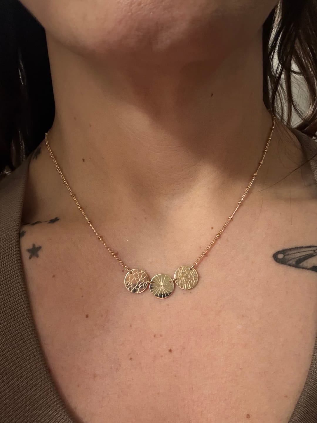 Customer photo review of Halle Small Disk Necklace