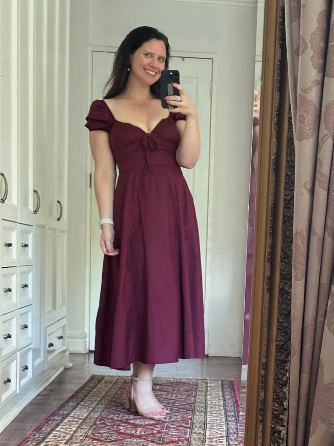 Customer photo review of Myrah Cherry Red Midi Sundress