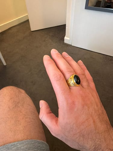 Customer photo review of Saint Michael Onyx Ring