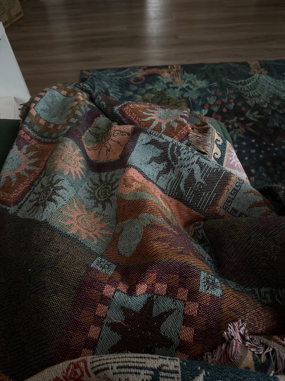 Customer photo review of Boho Tapestry Throw Blanket