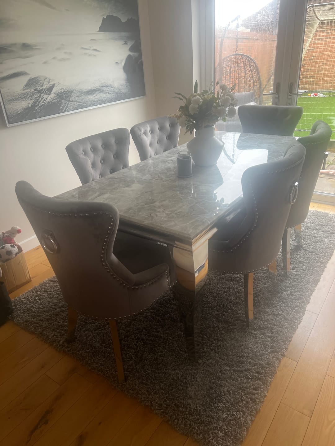 Customer photo review of Vienna Marble Dining Table With Chelsea Ring Knocker Chairs