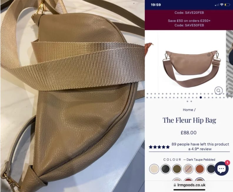 Customer photo review of The Fleur Hip Bag