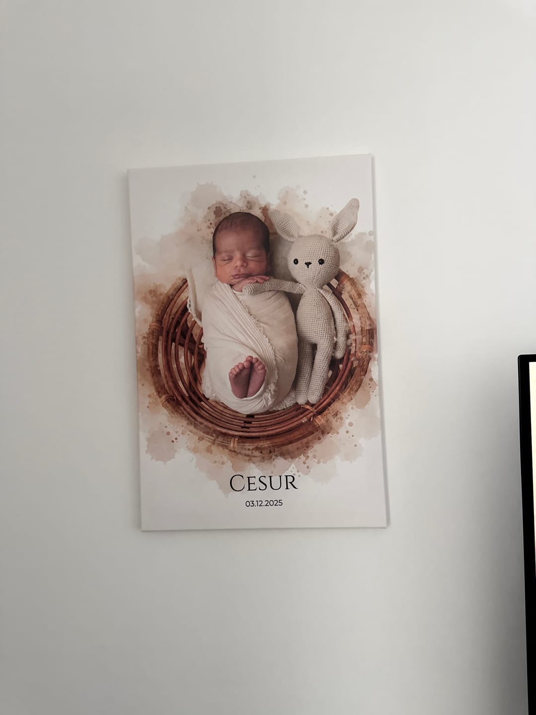 Customer photo review of Foto deines Baby im Aquarell-Stil | Geschenk zur Geburt