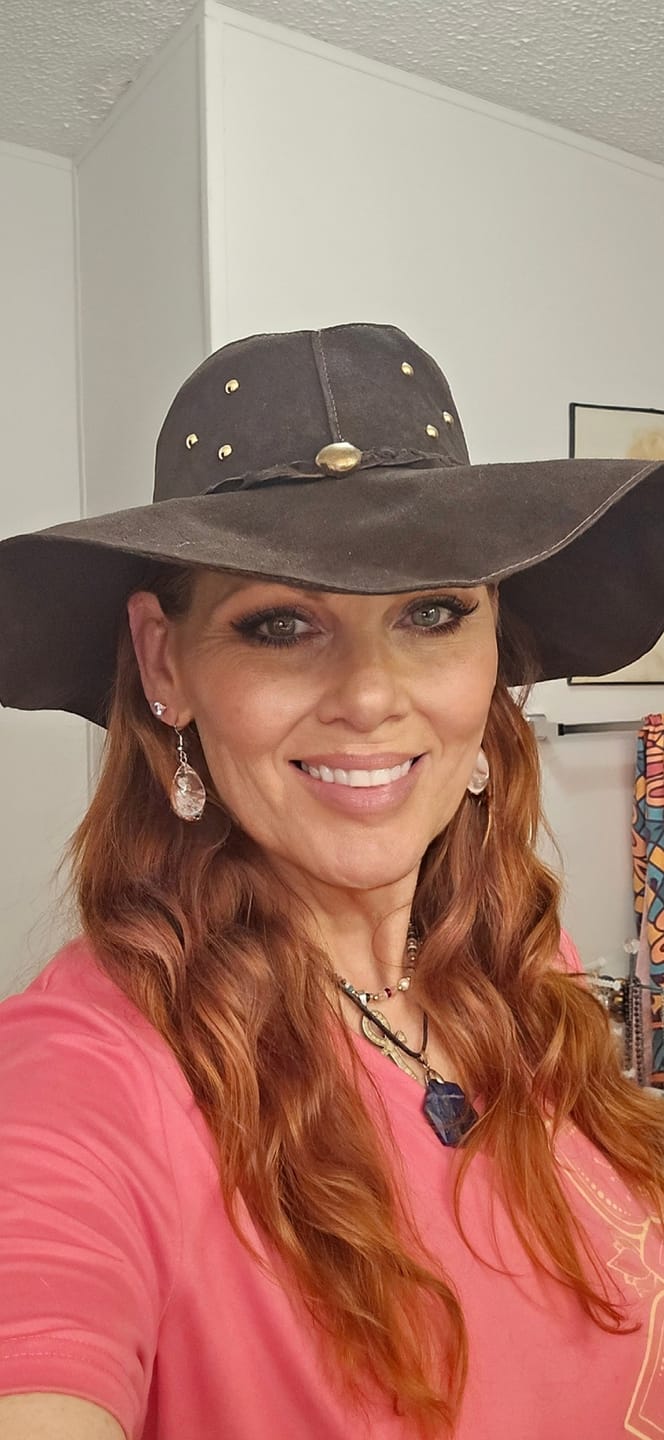 Customer photo review of Brown Leather Floppy Hat