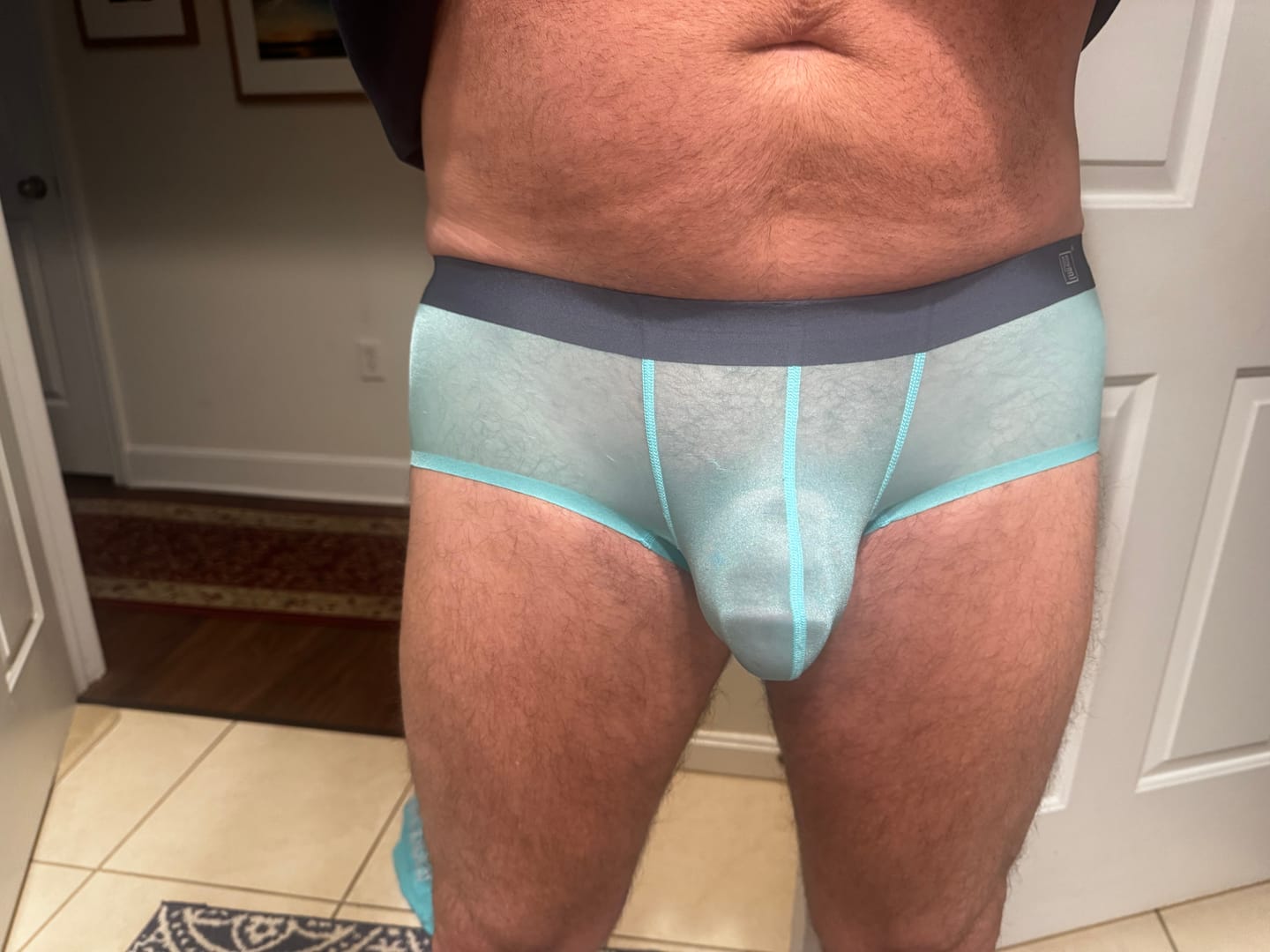 Customer photo review of Men's Transparent Sexy Ice Silk Seamless Boxer Briefs