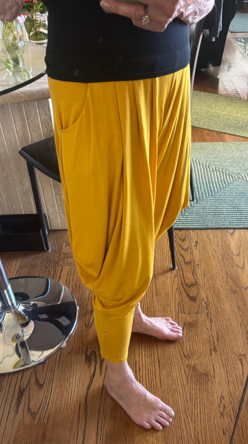 Customer photo review of Mustard Harem Lounge Pants for Women – Made in USA | Kooniez