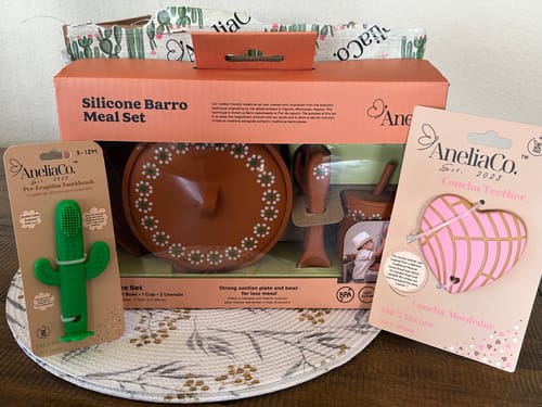 Customer photo review of Mexican Clay Plate Baby (PREORDER) Mexican Inspired Silicone Barro Meal Set