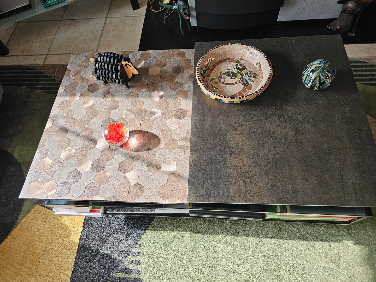 Customer photo review of Mosaique Adhésive Hexagone Cuivre Marron Pour Crédence De Cuisine