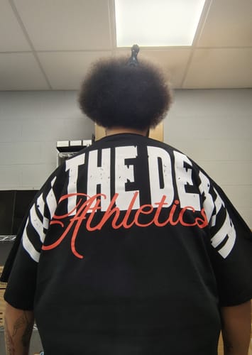 Customer photo review of MADE-TO-ORDER | Origins Oversized Tee