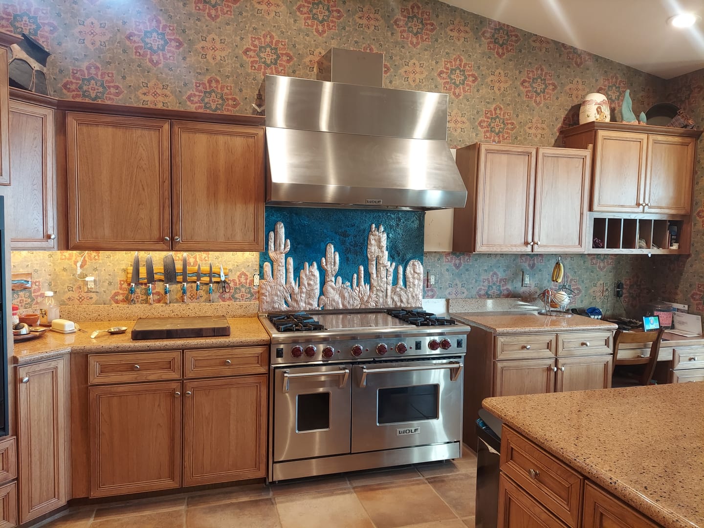 Customer photo review of Cacti Blue Copper Kitchen Backsplash