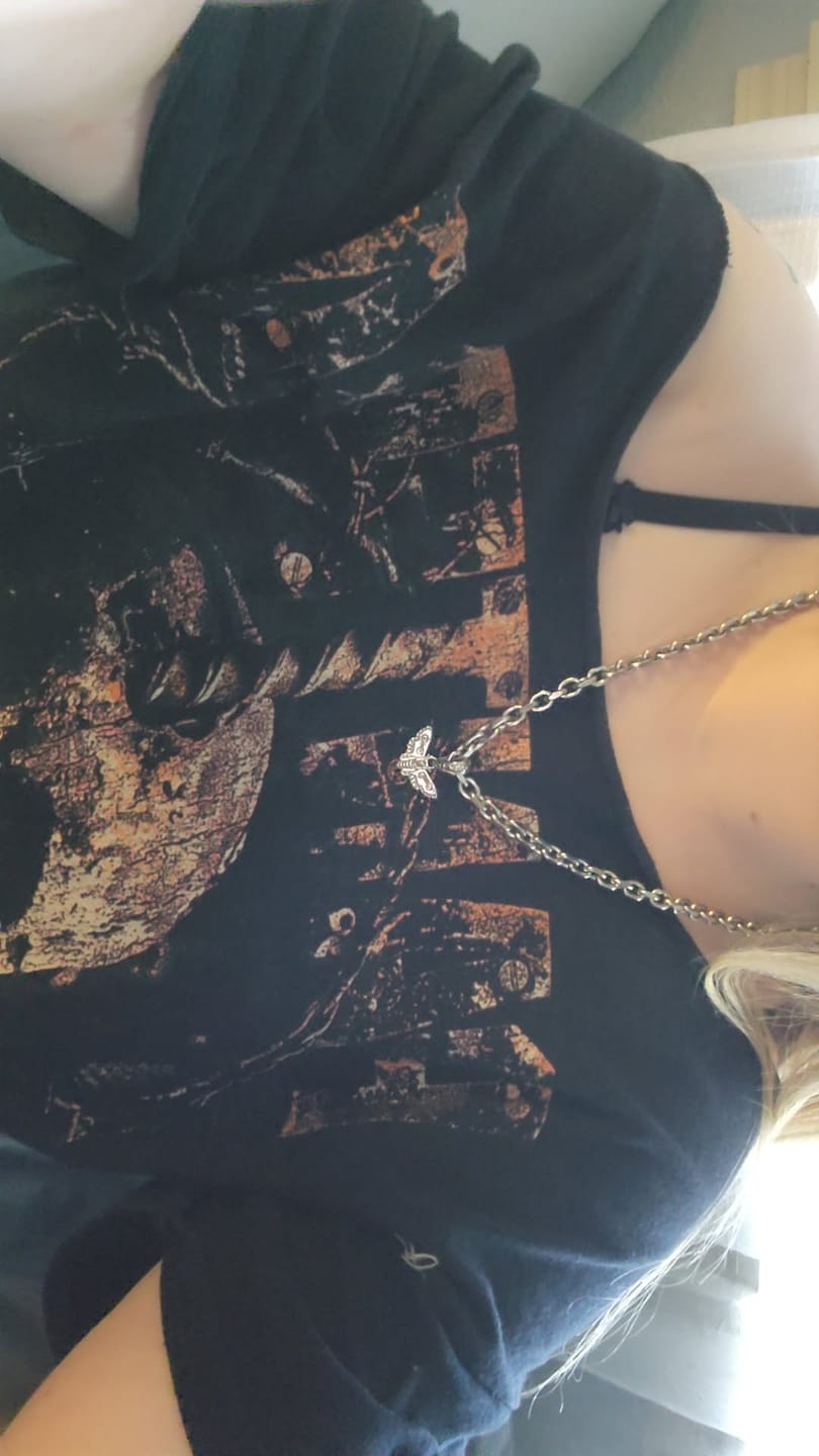 Customer photo review of MOTH PENDANT