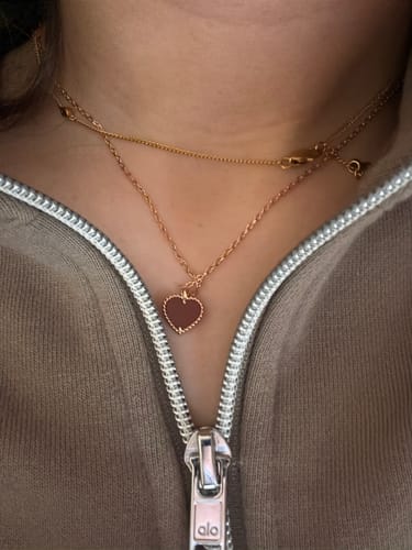 Customer photo review of SWEET CLOVER CARNELIAN HEART NECKLACE